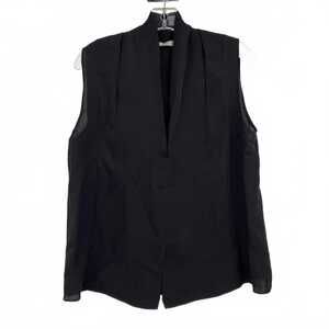 Vince Black Sleeveless Silk V-Neck Blouse | Women’s Medium